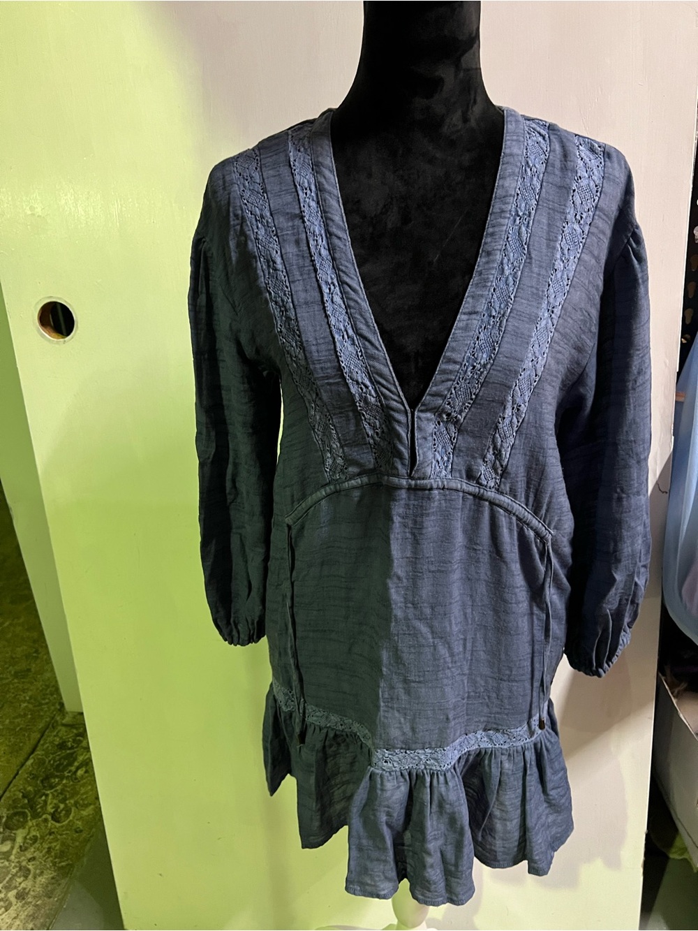 FREE PEOPLE Women’s Deep V Tunic Dress in Slate Blue